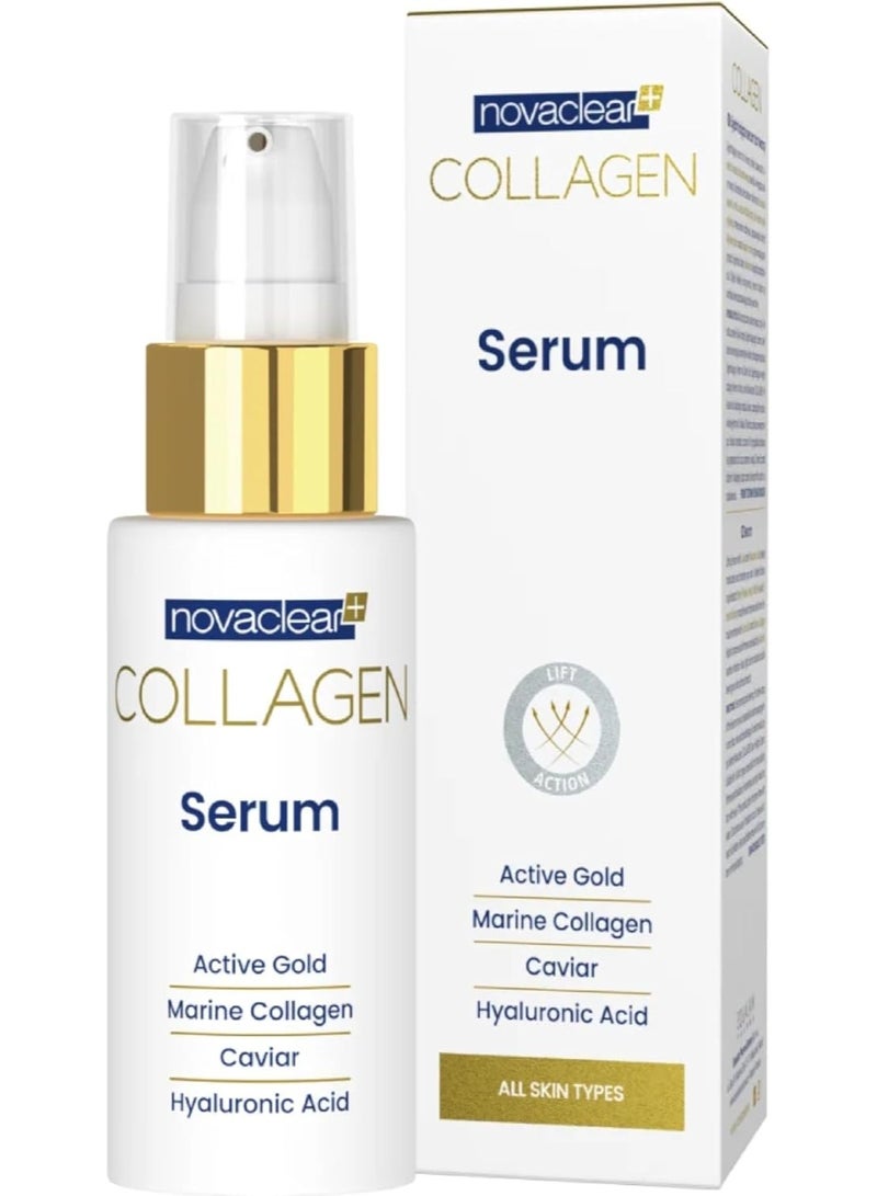 Novaclear Collagen Serum 30ml – Anti-Wrinkle Face Serum with Marine Collagen, Gold, Hyaluronic Acid, Retinol & Vitamin C - Image 1