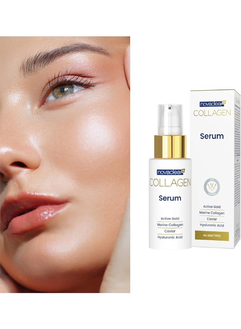 Novaclear Collagen Serum 30ml – Anti-Wrinkle Face Serum with Marine Collagen, Gold, Hyaluronic Acid, Retinol & Vitamin C - Image 2