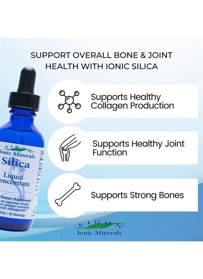 Eidon Ionic Minerals - Eidon Liquid Silica Mineral Concentrate - Silica Supplement for Hair & Collagen Production, Vegan, Gluten-Free, Natural, Bioavailable, Ionic, No Preservatives - Silica Drops, 2 Oz Bottle - Image 1