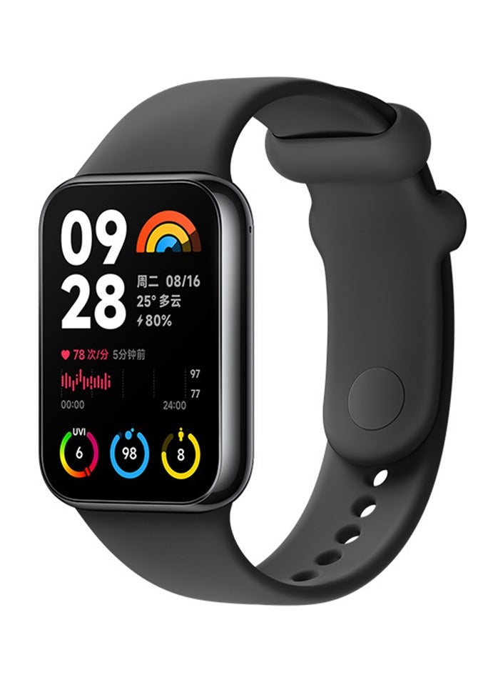يوك حزام لساعة Xiaomi Smart band 9 Pro/8 Pro، سوار بديل من السيليكون باللون الأسود  - Image 1