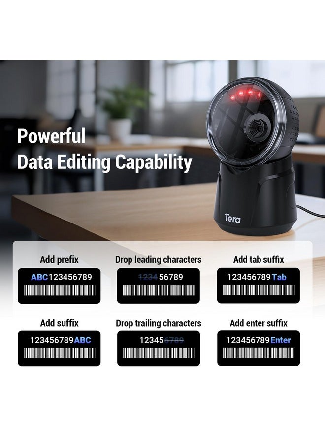 Barcode Scanner Desktop Omnidirectional: 1D 2D Qr Hands Free Usb Wired Bar Code Reader Adjustable Scan Head Plug And Play For Pos Supermarket Retail Store Mobile Payment Model 9000