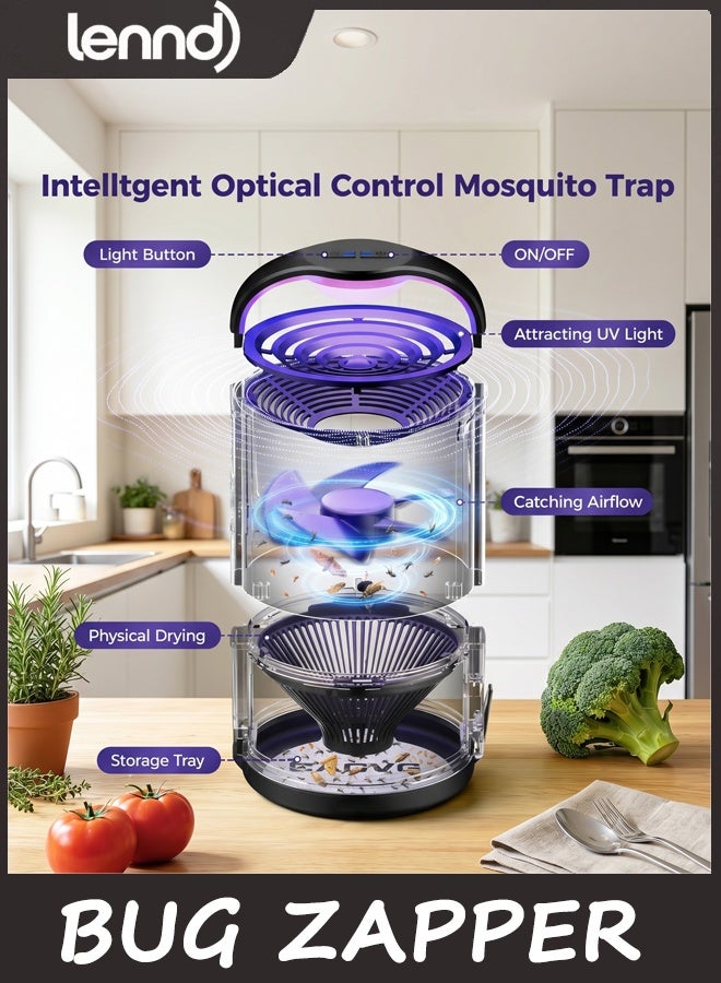 LENND Bug Zapper, Fly Trap Indoor, Fruit Fly Traps for Indoors Flying Insect Gnat Traps for House Indoor with Adjustable Lighting, Bug Zapper for Home, Kitchen, Bedroom, Office, Outdoor（Black） - Image 3