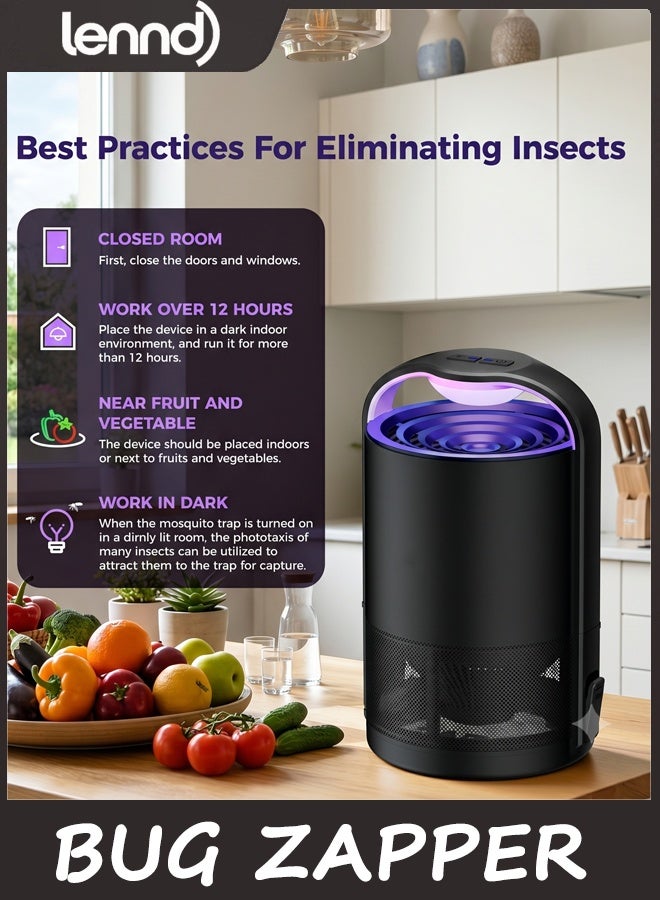 LENND Bug Zapper, Fly Trap Indoor, Fruit Fly Traps for Indoors Flying Insect Gnat Traps for House Indoor with Adjustable Lighting, Bug Zapper for Home, Kitchen, Bedroom, Office, Outdoor（Black） - Image 5
