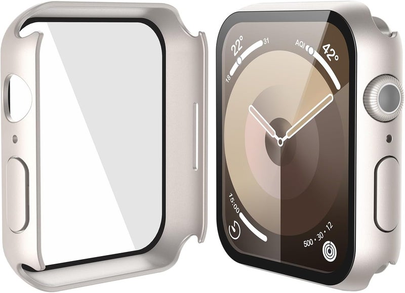 [2 Pack] Starlight Hard Case with Tempered Glass Screen Protector, Ultra Thin Anti-Scratch Protective Cover for iWatch 41mm, Compatible with Apple Watch Series 9 Series 8 Series 7 - Image 5
