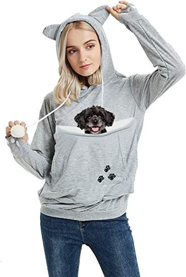 Oversized Pocket Hoodie Autumn Winter Loose Fit Khaki  - Image 3