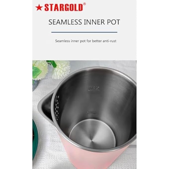 ستارجولد غلاية كهربائية سعة 15 لتر مع إيقاف تشغيل تلقائي 1500 وات من الفولاذ المقاوم للصدأ عالي الجودة 304 ودوران 360 درجة SG1435 ذهبي وردي - Image 5