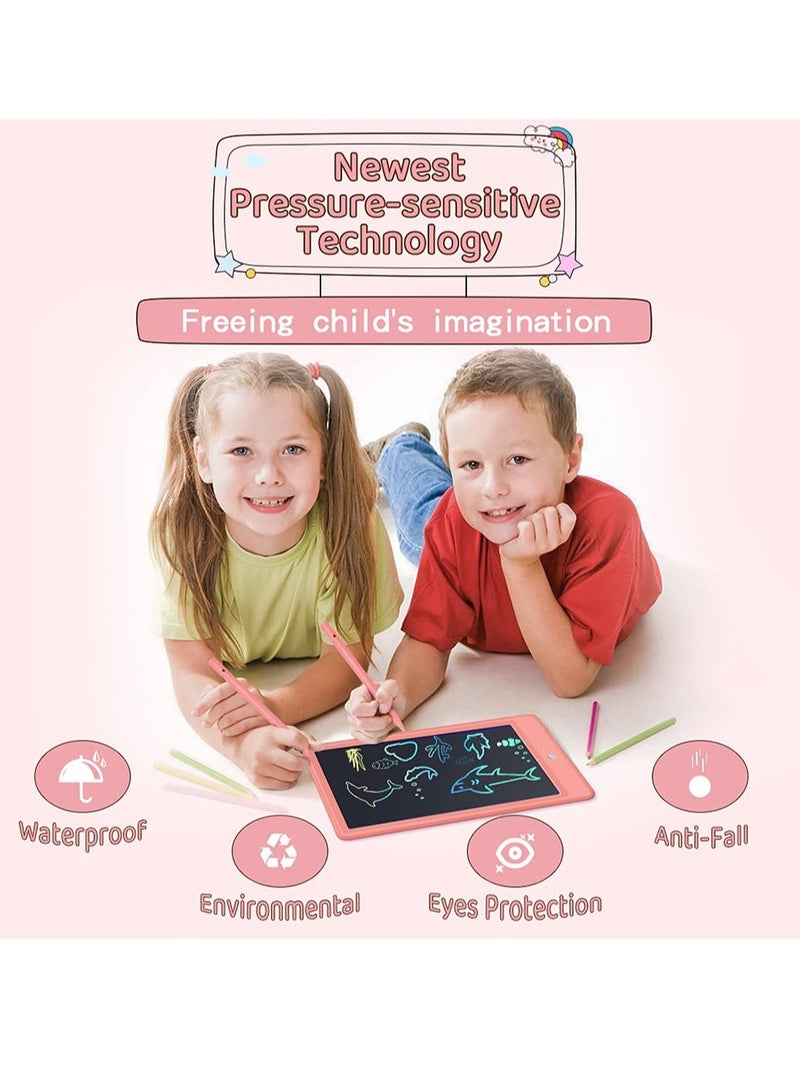 لوح كتابة LCD وردي 10 بوصة لوح رسم للخربشة لوح رسم ملون إلكتروني لعبة تعليمية هدية للفتيات الأولاد 3-8 سنوات أطفال صغار سفر عيد ميلاد - Image 3