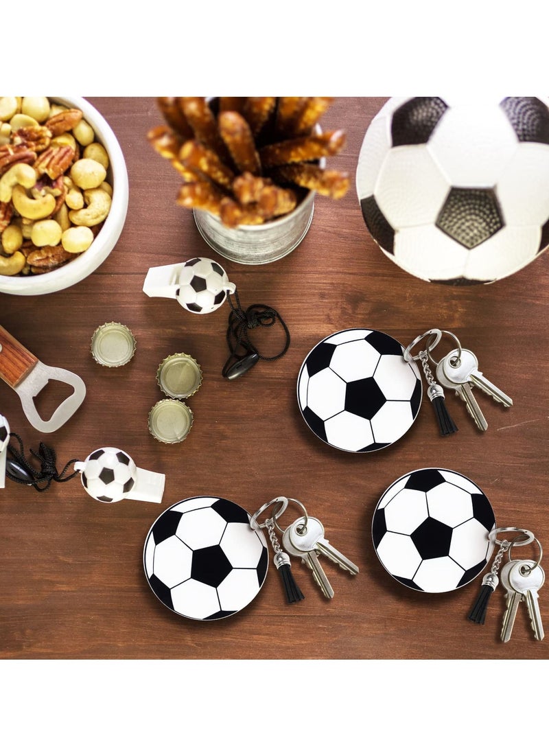 Y&D Soccer Acrylic Keychain Blanks Kit Include 20 with Tassels Rings Set Party Favors for Boys School Carnival Reward Bag Gift Fillers  - Image 5