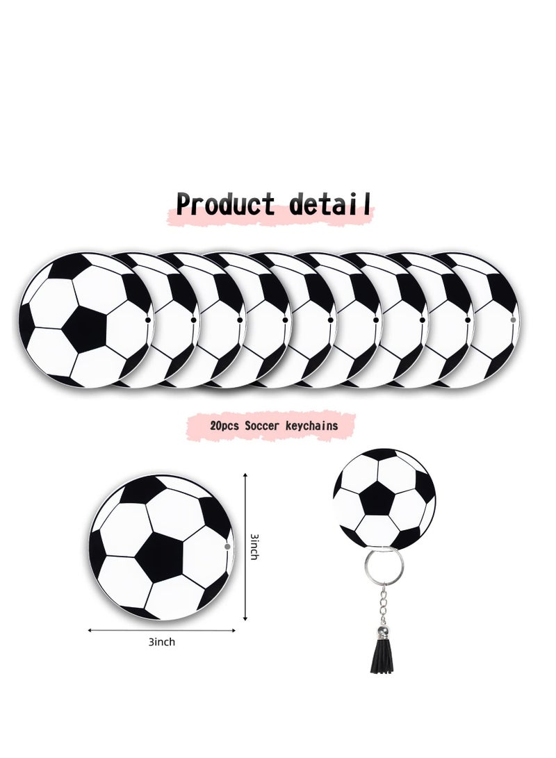 Y&D Soccer Acrylic Keychain Blanks Kit Include 20 with Tassels Rings Set Party Favors for Boys School Carnival Reward Bag Gift Fillers  - Image 3