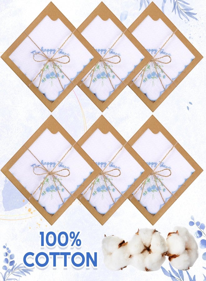 SmoothNovelty 6/12 Pack Embroidery Cotton Wedding Handkerchief, 11" x 11" For Happy Tears Napkin, Something Blue for Bridal (6 Pack) - Image 4