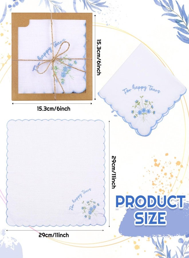 SmoothNovelty 6/12 Pack Embroidery Cotton Wedding Handkerchief, 11" x 11" For Happy Tears Napkin, Something Blue for Bridal (6 Pack) - Image 3