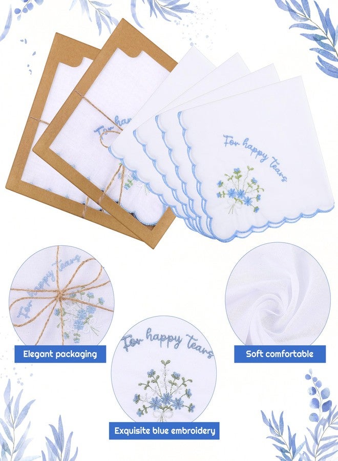 SmoothNovelty 6/12 Pack Embroidery Cotton Wedding Handkerchief, 11" x 11" For Happy Tears Napkin, Something Blue for Bridal (6 Pack) - Image 5