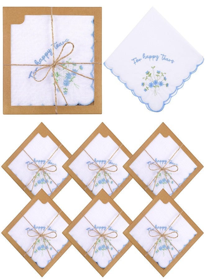 SmoothNovelty 6/12 Pack Embroidery Cotton Wedding Handkerchief, 11" x 11" For Happy Tears Napkin, Something Blue for Bridal (6 Pack) - Image 1