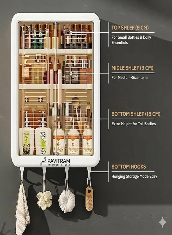 PAVITRAM Wall Mounted Storage Cabinet for Kitchen and Bathroom, Multipurpose Rack, Space Saving Design (1) - Image 5