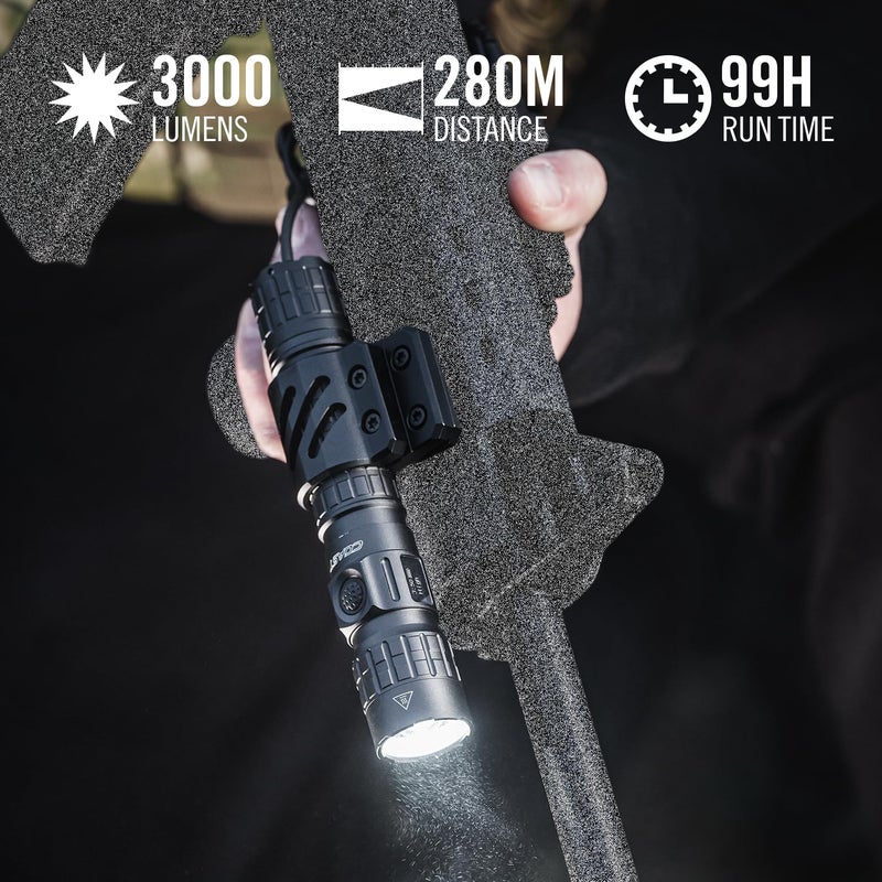Coast TX300R 3000 Lumen Rechargeable Long Range Tactical LED Flashlight with Strobe, Spot and Flood Beams - POWERiQâ„¢ Digital Display, Durable Aluminum Build - Flashlight & Remote Switch Included - Image 1