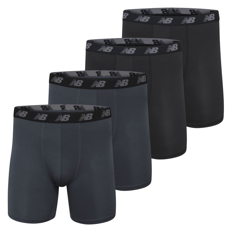 New Balance Men's Performance 5" No Fly Boxer Brief, 4-Pack, Thunder/Thunder/Black/Black, Small (NB3017-4) - Image 5