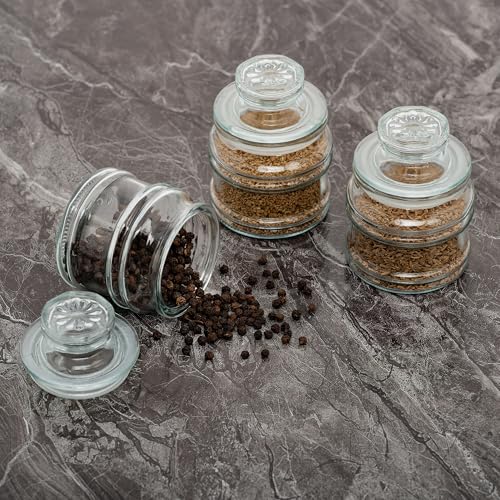 MUAC® Glass Container With Lid For Kitchen Small Jars for Kitchen Storage Pop Jar Glass Jar Food Storage Containers For Storing Spices, Jam, Honey, Aachar, Sugar, Coffee Beans 200ml Capacity, Set of 3 - Image 1