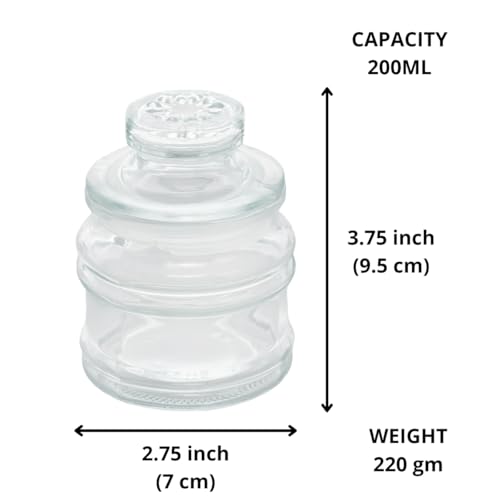 MUAC® Glass Container With Lid For Kitchen Small Jars for Kitchen Storage Pop Jar Glass Jar Food Storage Containers For Storing Spices, Jam, Honey, Aachar, Sugar, Coffee Beans 200ml Capacity, Set of 3 - Image 2