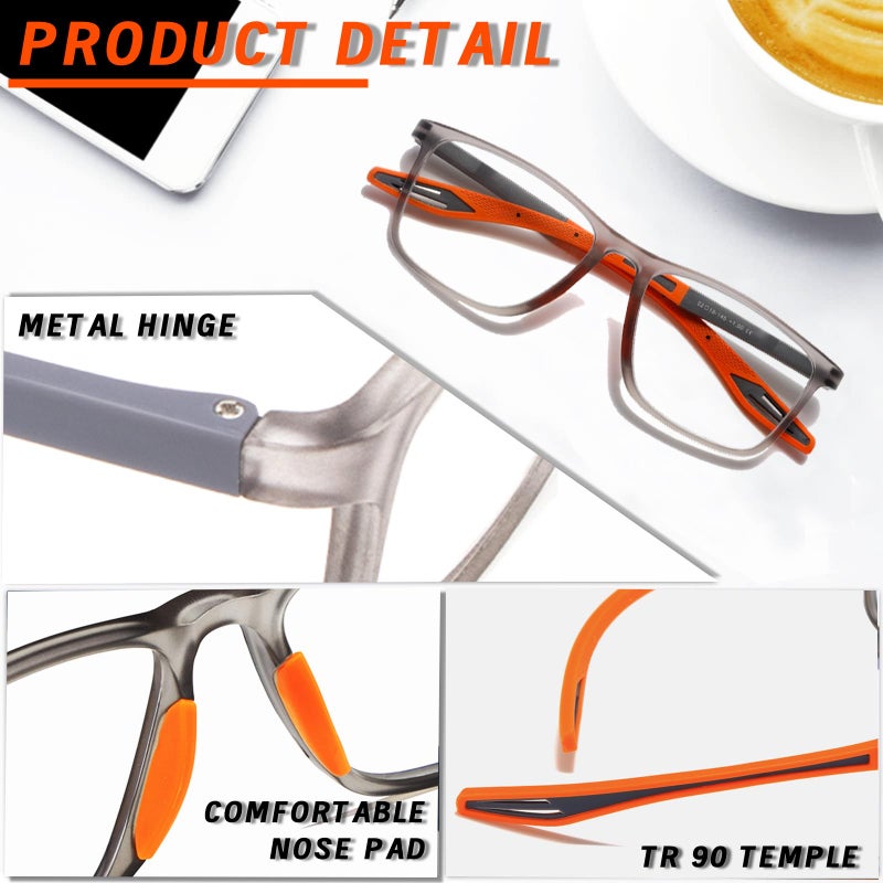 Hubeye 5 Pairs TR90 Sports Reading Glasses for Men and Women Ultralight Flexible Anti-Blue Light Readers +2.0 - Image 5