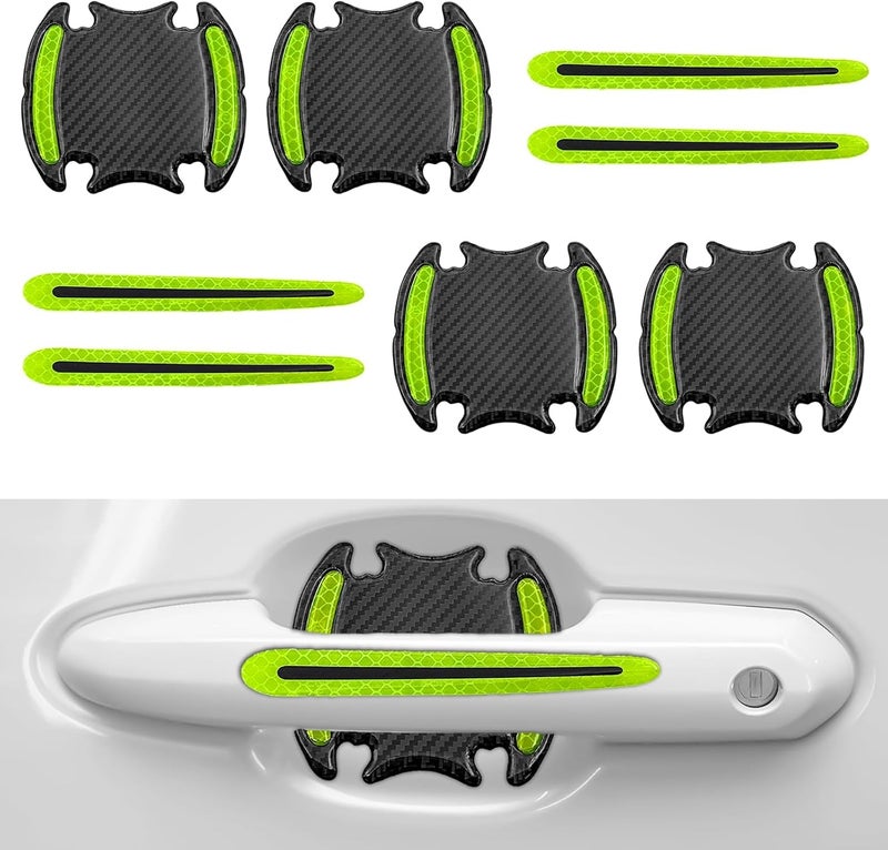 8 PCS Car Door Handle Cup Protector Sticker for Alfa Romeo Giulia Sedan 2015-2023, Automotive Exterior Accessories Bright Reflective Safety Scratch Guard,Green - Image 1