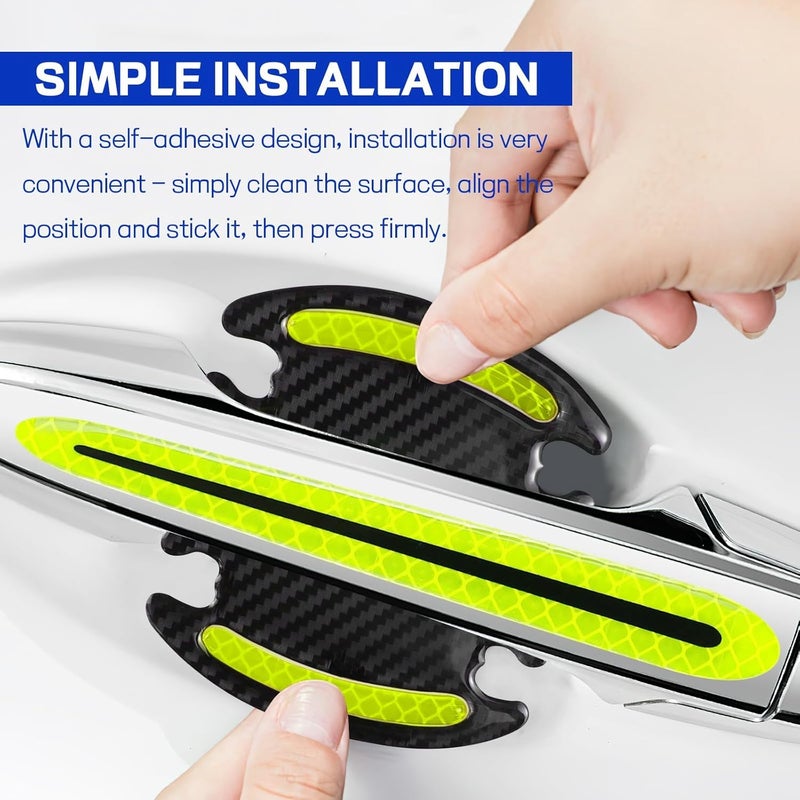 8 PCS Car Door Handle Cup Protector Sticker for Alfa Romeo Giulia Sedan 2015-2023, Automotive Exterior Accessories Bright Reflective Safety Scratch Guard,Green - Image 5