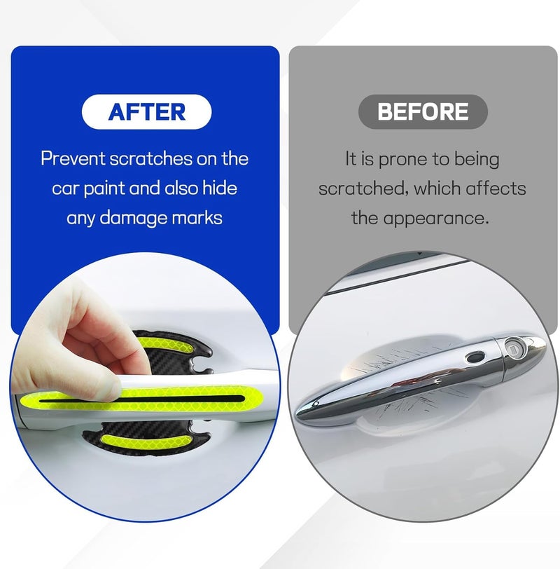 8 PCS Car Door Handle Cup Protector Sticker for Alfa Romeo Giulia Sedan 2015-2023, Automotive Exterior Accessories Bright Reflective Safety Scratch Guard,Green - Image 4