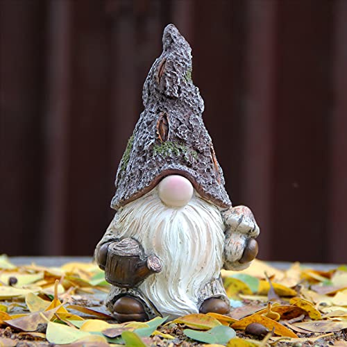 Leekung Garden Gnomes Statue Decor,Outdoor Gnomes Garden Decorations,Indoor gnome Figurine Woodstone Color for Home Decoration - Image 1