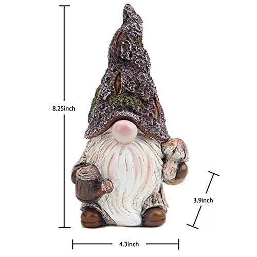 Leekung Garden Gnomes Statue Decor,Outdoor Gnomes Garden Decorations,Indoor gnome Figurine Woodstone Color for Home Decoration - Image 2