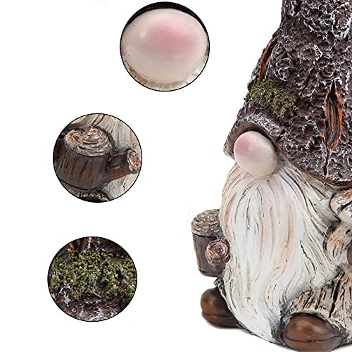 Leekung Garden Gnomes Statue Decor,Outdoor Gnomes Garden Decorations,Indoor gnome Figurine Woodstone Color for Home Decoration - Image 4