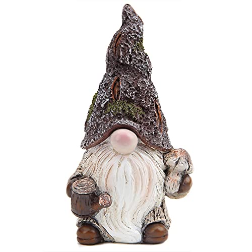 Leekung Garden Gnomes Statue Decor,Outdoor Gnomes Garden Decorations,Indoor gnome Figurine Woodstone Color for Home Decoration - Image 5
