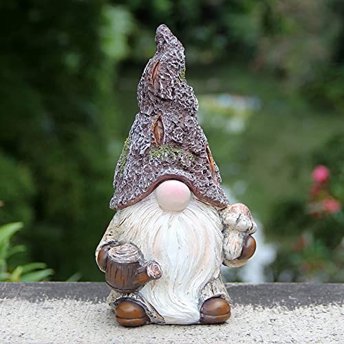 Leekung Garden Gnomes Statue Decor,Outdoor Gnomes Garden Decorations,Indoor gnome Figurine Woodstone Color for Home Decoration - Image 3