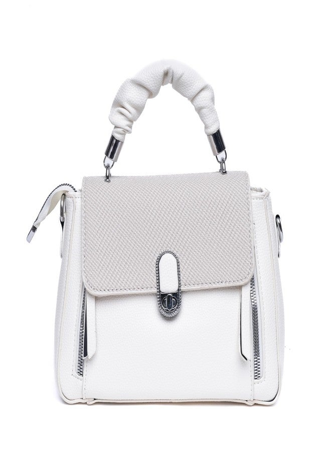 SANTORINI Amélie Womens satchel bag | Small Handbag with Detachable Sling, Top Handle & Spacious Compartment. (White) - Image 1