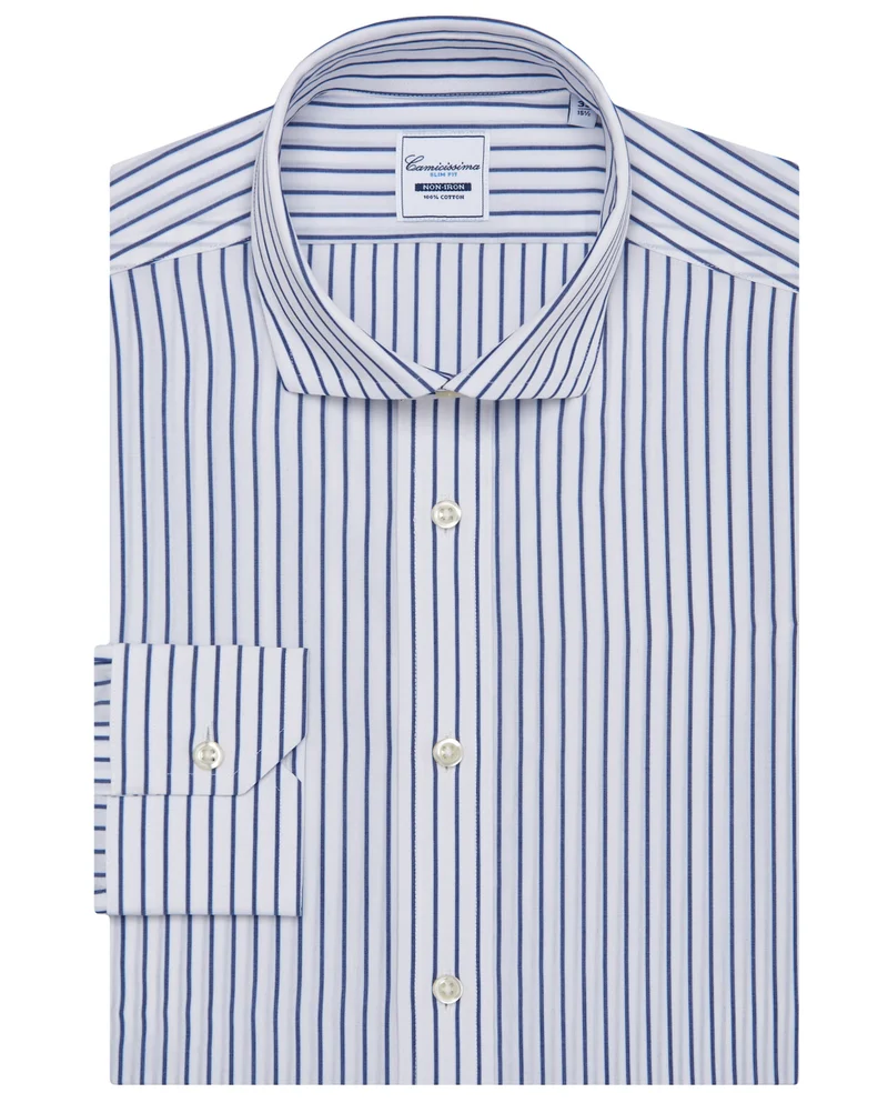 كاميتشسما قميص بوبلين مخطط بدون كي