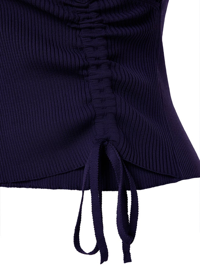 trendyol Navy Blue Double Breasted Gather Detailed Knitwear Sweater - Image 5