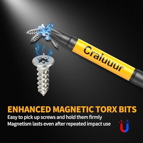 Craluuur 14PCS Impact Long Torx Bit Set, 6-Inch, T7–T40, Tamper Proof Star Bits Set, Magnetic Security Torx Bit Set with 1/4 Inch Hex Shank, S2 Steel, Ideal for Automotive, DIY, Electronics - Image 4