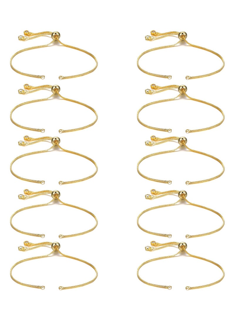 SYOSI 10 Pieces Adjustable Slider Bracelet, Adjustable Bracelet Chain Extender Chains with Rhinestones Ends for Woman Girl Jewelry Making DIY and Bracelet Jewelry Making - Image 1