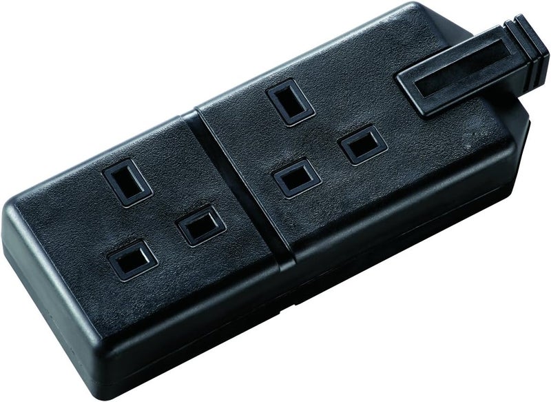 ELS132B-01 Permaplug Two Socket Trailing Socket, without Plug and Cable, 13 Amp, Black - Image 1
