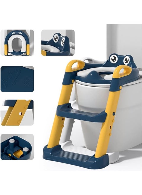 Toilet training seat with step stool - foldable potty training seat for children - and splash guard with comfortable, non-slip pad