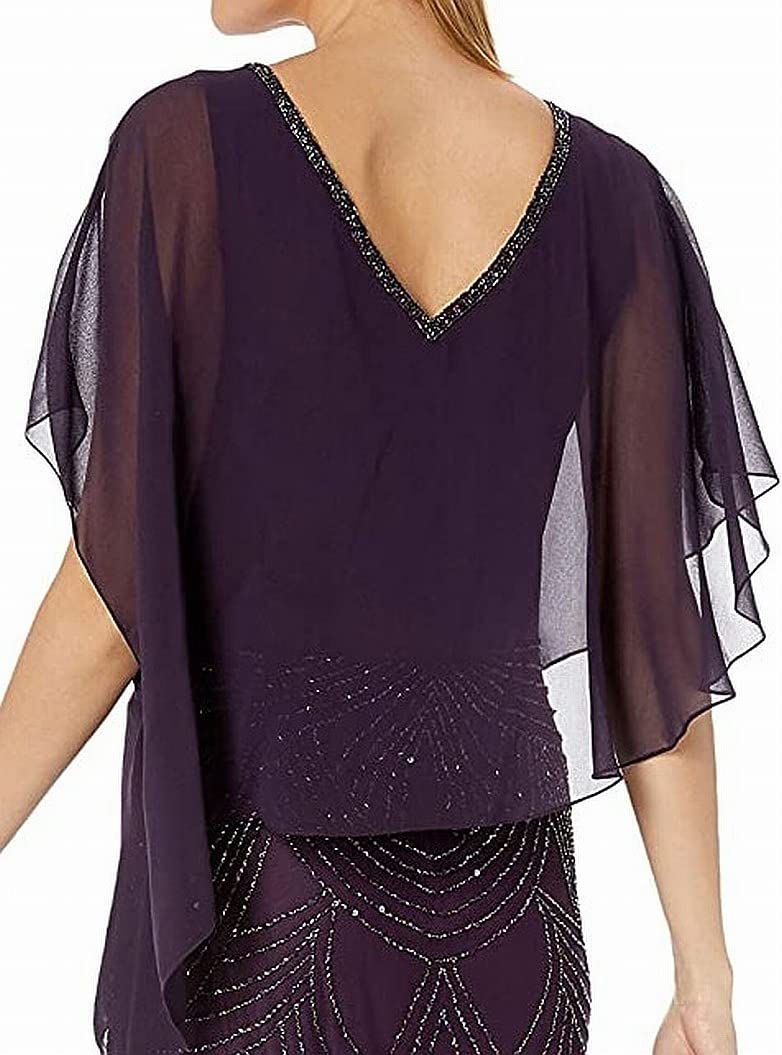 J Kara Women's Pop Over with Beaded Bottom, Plum/Wine/Shaded, 16 - Image 4