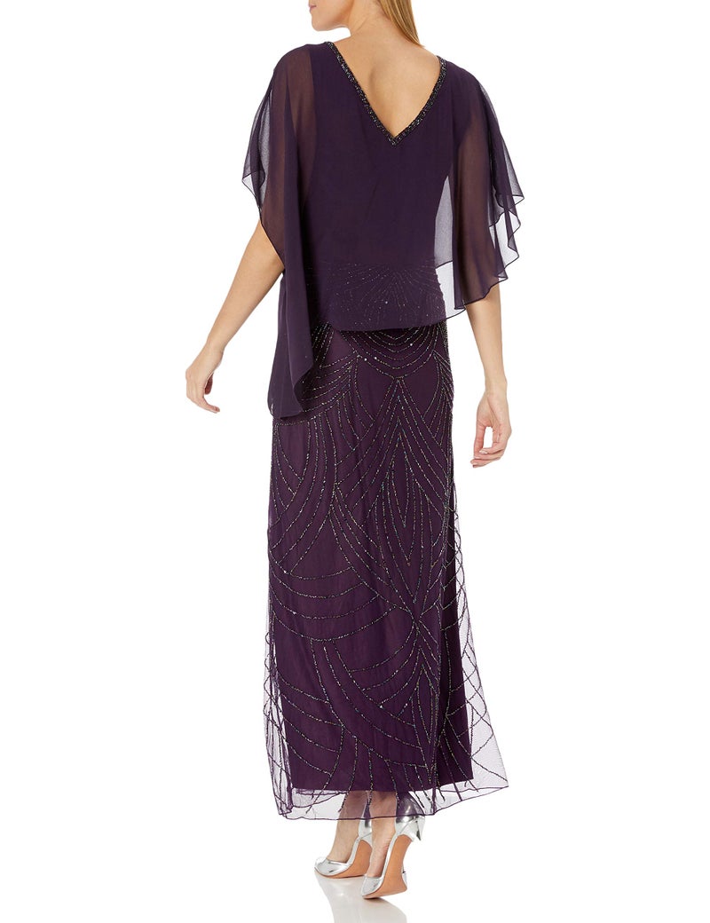 J Kara Women's Pop Over with Beaded Bottom, Plum/Wine/Shaded, 16 - Image 2