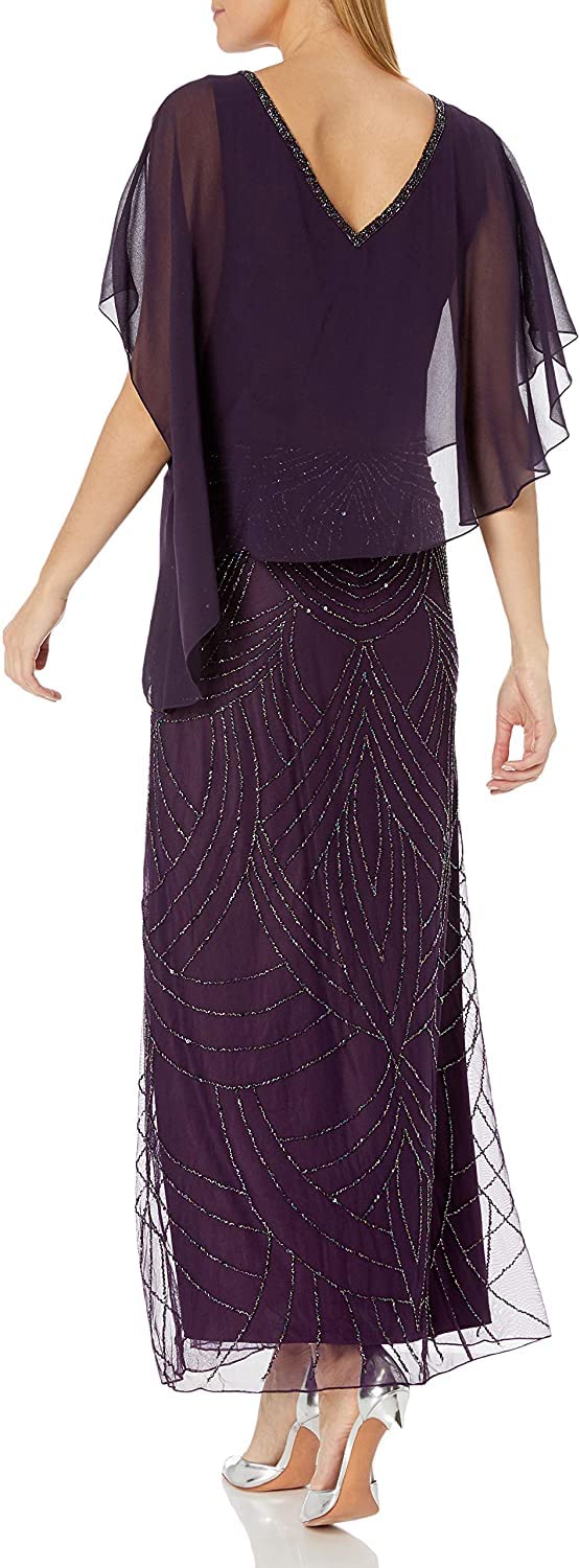 J Kara Women's Pop Over with Beaded Bottom, Plum/Wine/Shaded, 16 - Image 3