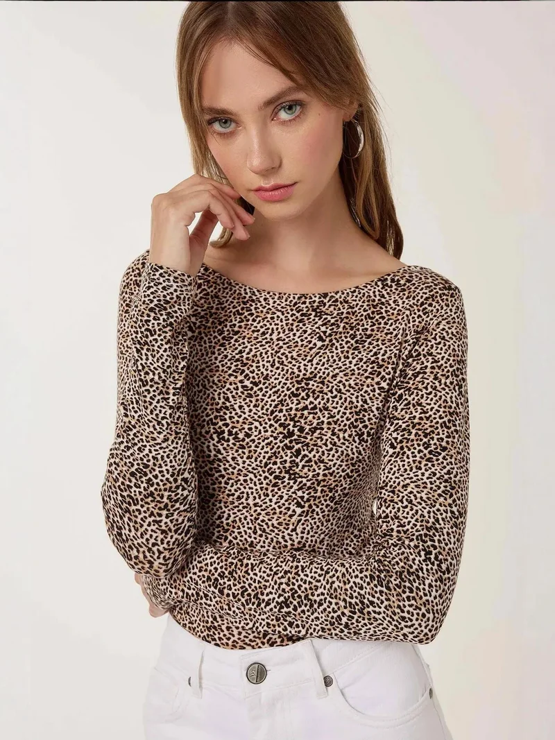 Hiccup Multicolor Slim Fit Animal Print Top for Women | Best Price UAE