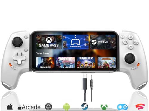 Megadream Phone Controller for iPhone 17iPhone 16iPhone 15Android USB C Mobile Gaming Controller with 35mm Audio Jack Remote Player Gamepad for PS5PS4XboxPC Cloud Game Plug and Play Hall JoysticksHall Trigger 2 Mappable Buttons White - Image 1