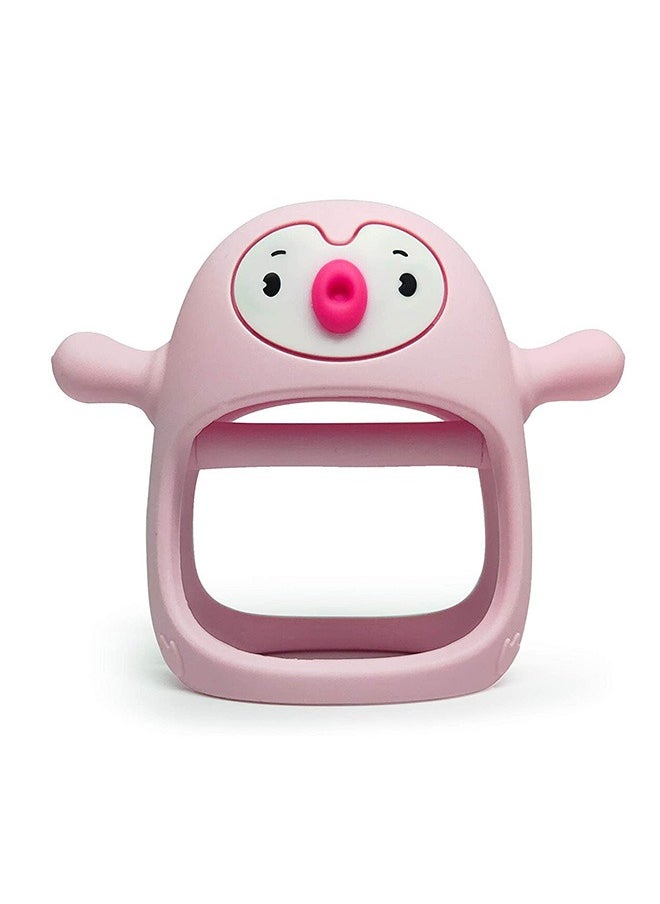 Smily Mia - mily Mia Penguin Teether for Babies 0-6Months, Silicone Baby Teether Toys for Babies 0-6Months,Ultimate Baby Registry & Shower Gift, Infant Hand Toys for 0-3Months Baby Girls, Old Roze - Image 1