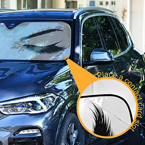Oarencol Woman Eye Eyelash Car Windshield Sun Shade Foldable UV Ray Sun Visor Protector Sunshade to Keep Your Vehicle Cool (55" x 27.6") - Image 4