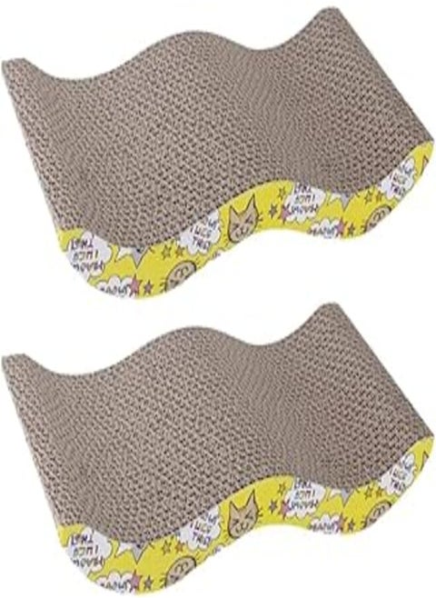 Cat Scratcher Cardboard for Little Cats and Dogs, Corrugated Scratching Pad with Wave Curved Catnip Cat Cardboard Sofa Lounge Wave (2 Pcs)