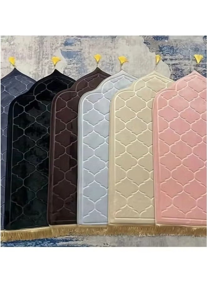 دريمزون سجادة صلاة ناعمة على شكل مسجد، سجادة صلاة مع شرابات، سجادة صلاة، سجادة صلاة محمولة، مثالية للجمعة ورمضان والحج، متعددة الألوان (عبوة من 5 قطع) - Image 1