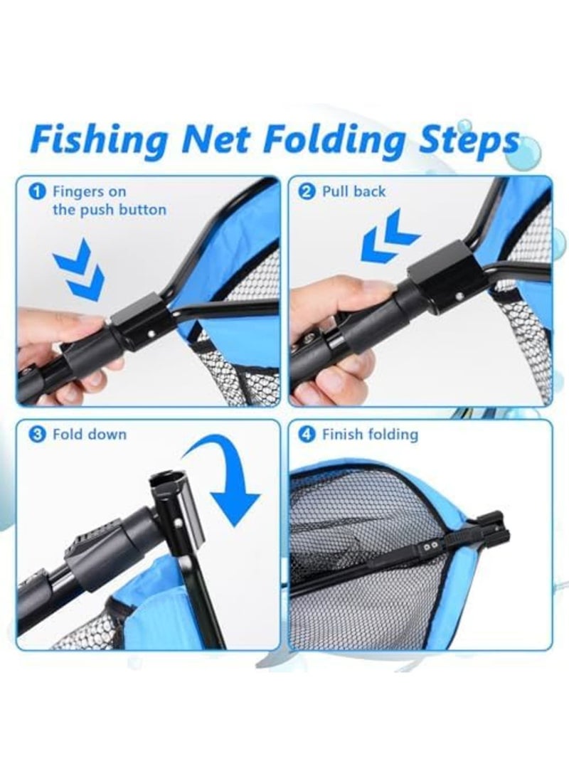 SYOSI Floating Fishing Net for Steelhead, Salmon, Fly, Kayak, Bass, Trout Fishing, Catfish, Rubber Fish Net for Easy Catch & Release, Fishing Gear with Telescoping Handle for Easy Transportation & Storage - Image 2
