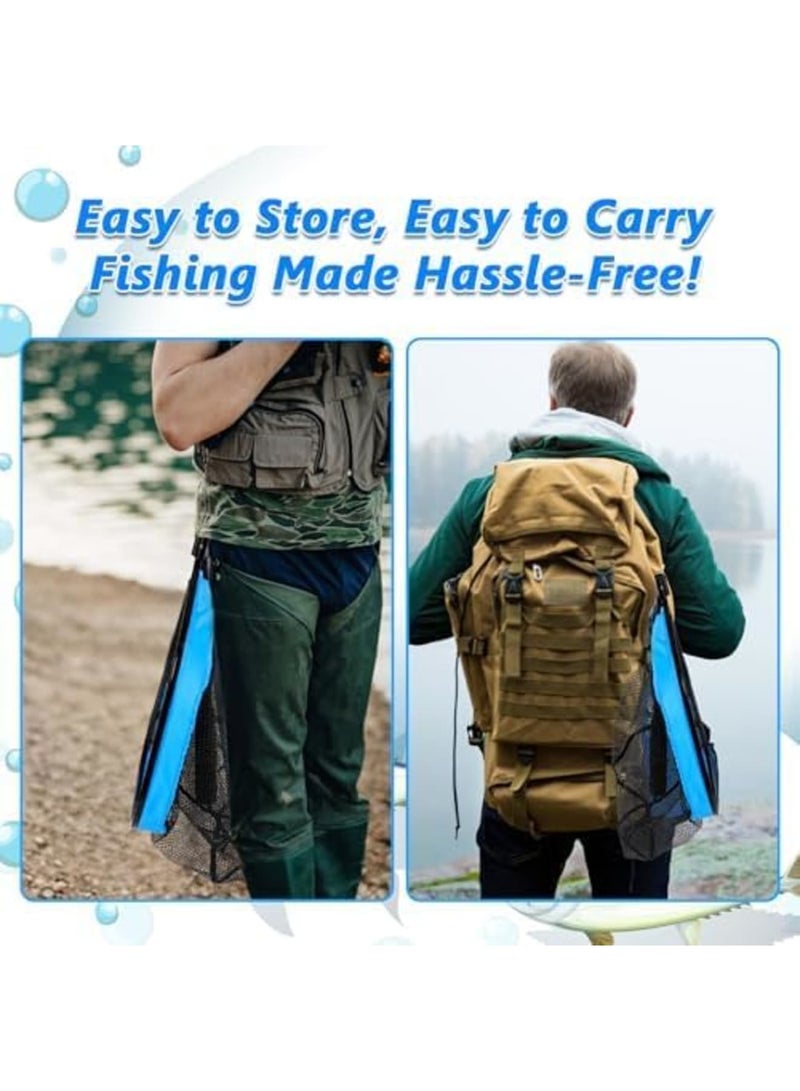 SYOSI Floating Fishing Net for Steelhead, Salmon, Fly, Kayak, Bass, Trout Fishing, Catfish, Rubber Fish Net for Easy Catch & Release, Fishing Gear with Telescoping Handle for Easy Transportation & Storage - Image 4