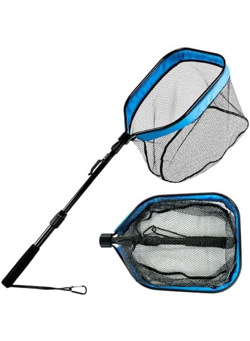 SYOSI Floating Fishing Net for Steelhead, Salmon, Fly, Kayak, Bass, Trout Fishing, Catfish, Rubber Fish Net for Easy Catch & Release, Fishing Gear with Telescoping Handle for Easy Transportation & Storage - Image 1